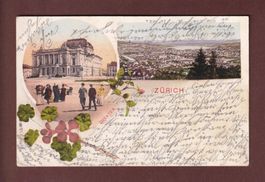 ZÜRICH - Theater und Totalansicht - 1904 // Falte //