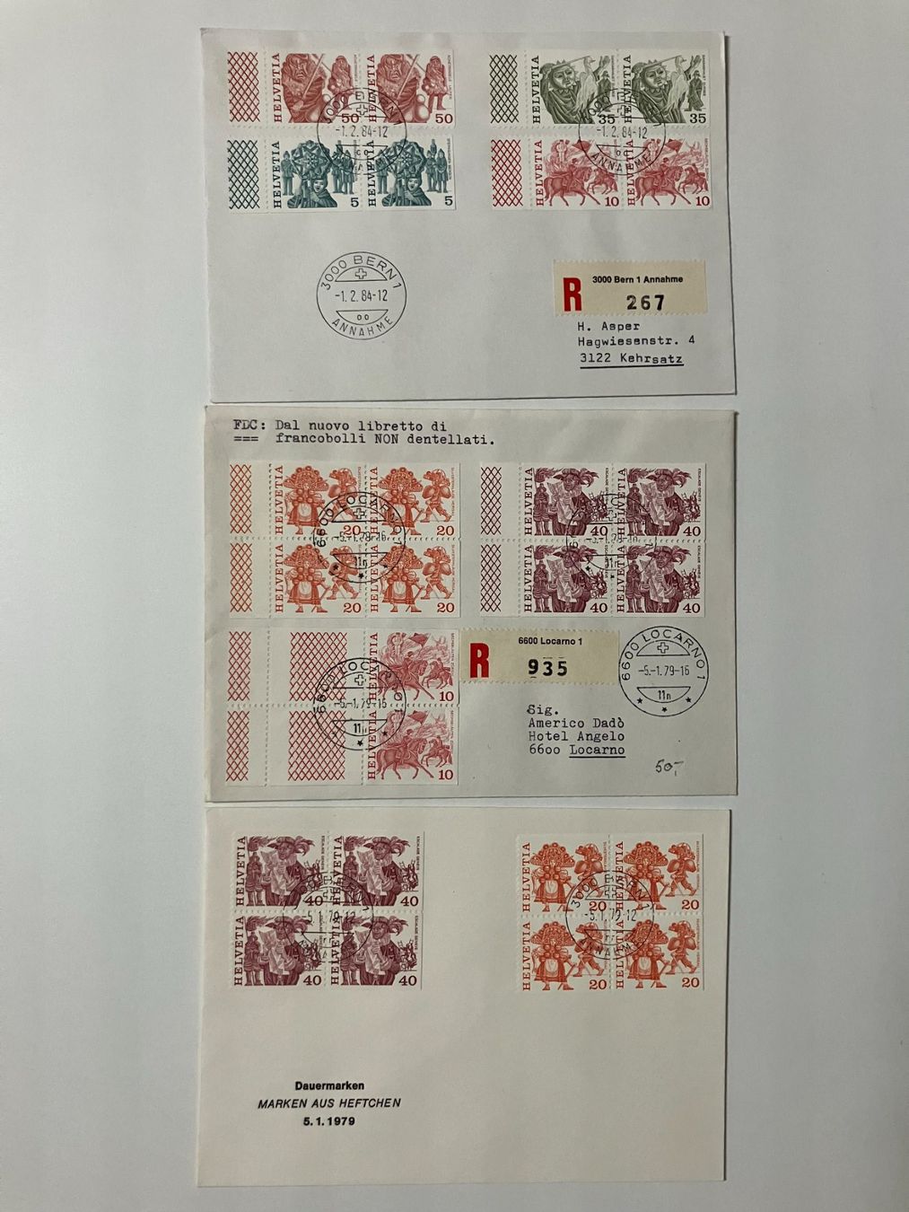 Tutti i francobolli: 1977+84, Volksbräuche, total 14 FDC's – Usato da Würenlos venduto da Eulenpostuhu 3