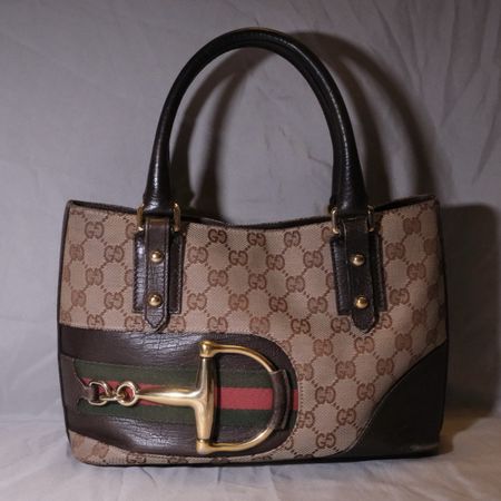 Gucci Vintage Horsebit GG Canvas Handtasche