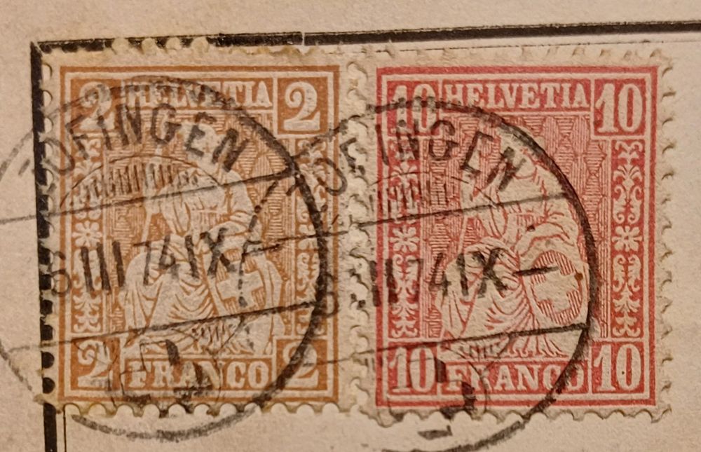 Karte Sitz.Helvetia ZOFINGEN 1874 Doppelfrankatur | Kaufen Auf Ricardo