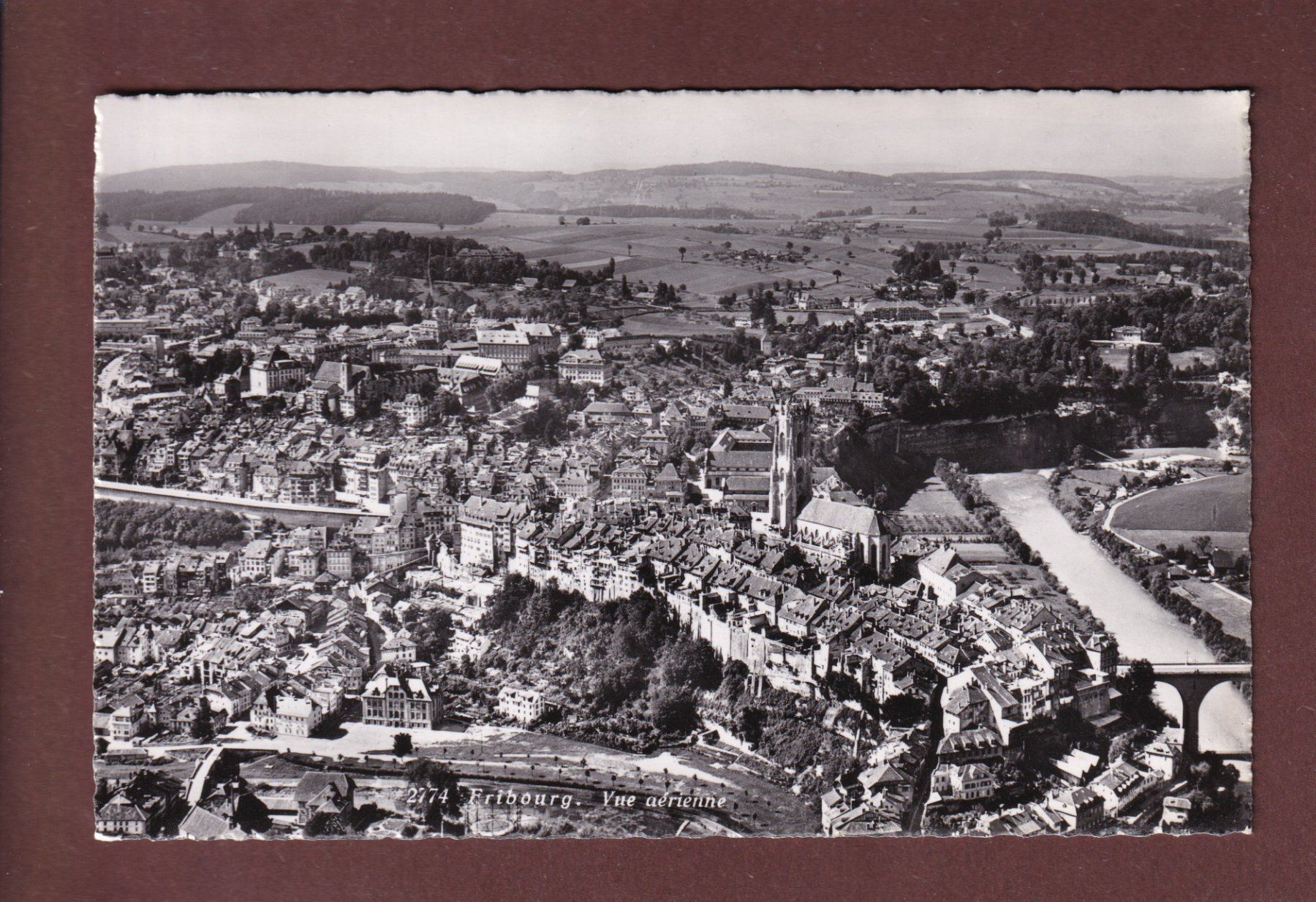 Ansichtskarten: FRIBOURG - Vue aérienne – Gebraucht aus Pully von nicecards-shop