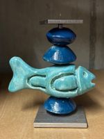 Kerzenständer Fisch blau mit runder Kerze