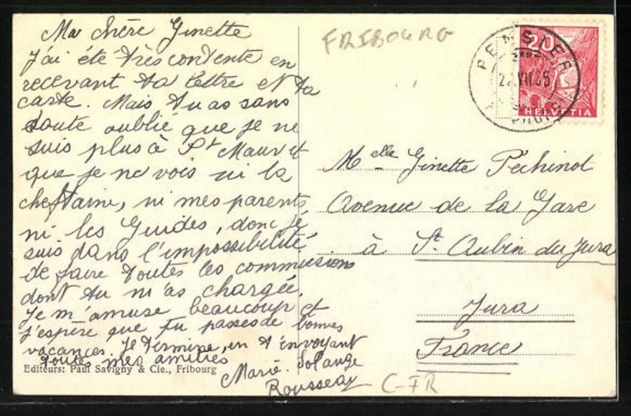 Cartoline postali: Pensier, Institut St-Dominique, circulée 1935 – Usato da Frauenfeld venduto da POML 1