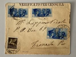 Italien 1941, Censored Airmail, Dellanova Calabria to USA