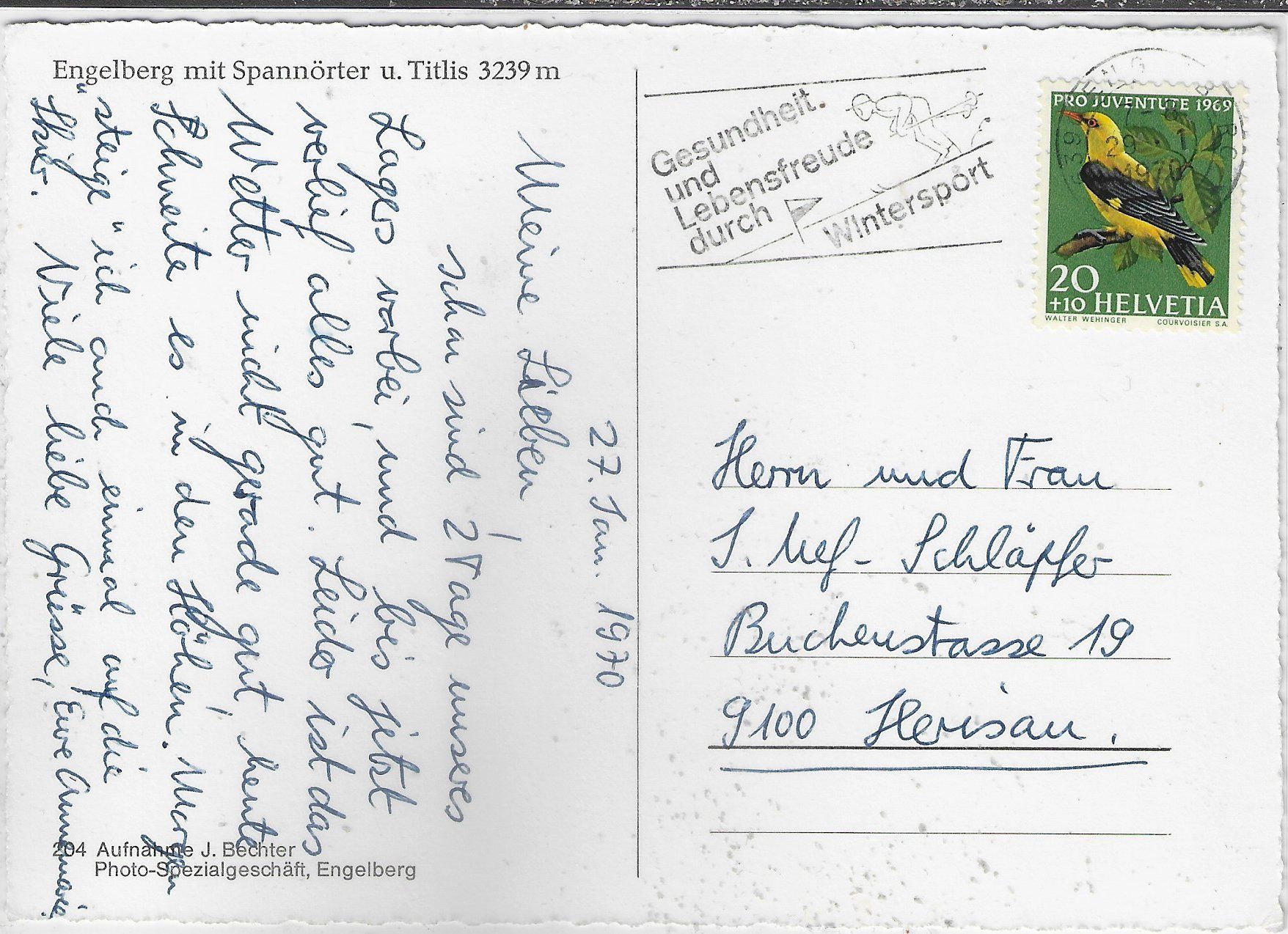 Cartoline postali: Engelberg - Generalansicht im Winter – Usato da Ettingen venduto da Kartenplanet 1
