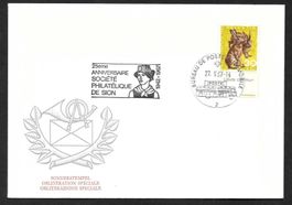 Sonderbrief A 1056 25 Jubiläum Philatelistenverein Sion 1967