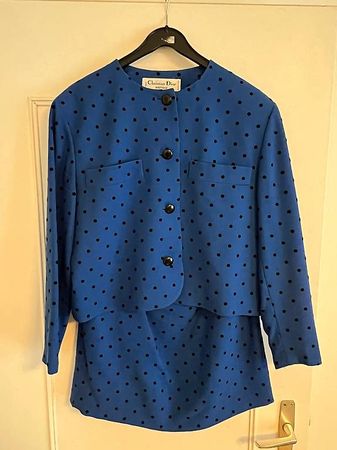 Tailleur Christian Dior Paris veste jupe 100% laine vierge