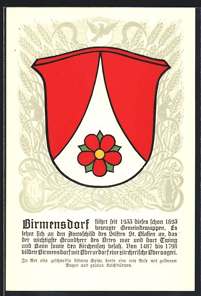 Cartoline postali: Birmensdorf, Wappen mit roter Rose – Usato da Berlin venduto da bartko-reher