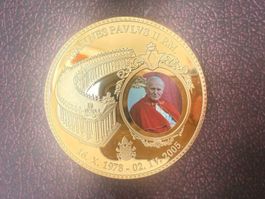 Grosse Medaille vergoldet 70mm "Papst Johannes Paul II"