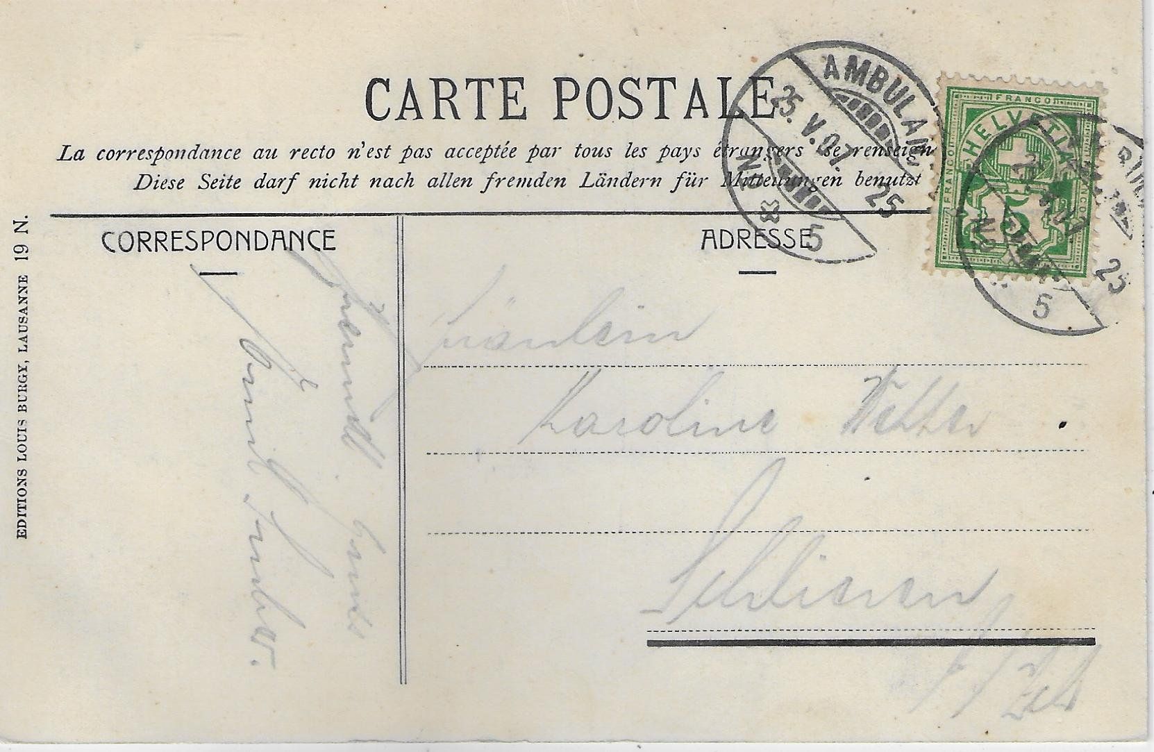 Cartoline postali: Lausanne - Vue generale - Blumen-Litho – Usato da Ettingen venduto da Kartenplanet 1