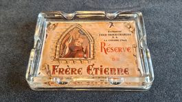 Glas Aschenbecher Frère Etienne, Vintage Rarität Werbung