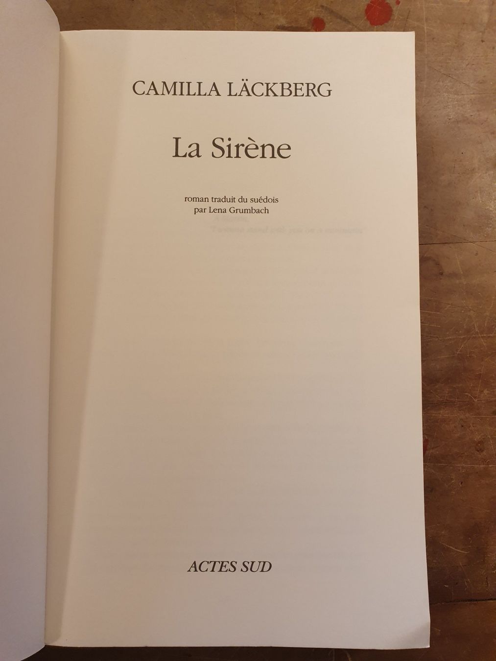 Libri: La Sirène - Camilla Läckeberg - Actes – Usato da Zürich venduto da loosebone 2
