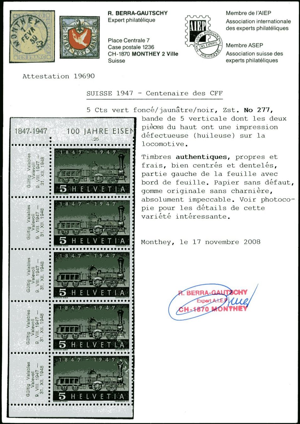 Tutti i francobolli: 1947 - Eisenbahnen - Abart - postfrisch ** – Nuovo (secondo la descrizione) da Schindellegi venduto da leecollect 3