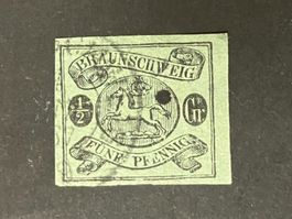 Braunschweig 1861, Mi 10, graugrün, vollrandig, KP 500.--