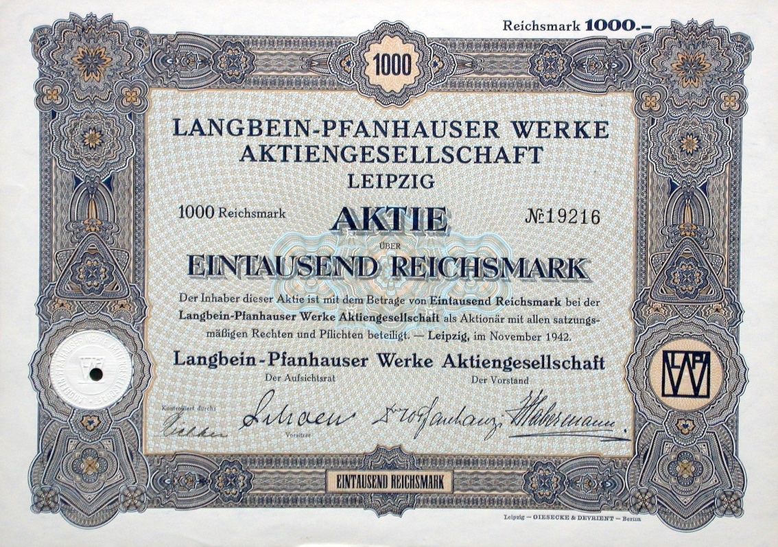Documenti: Langbein-Pfanhauser Werke AG, Leipzig - 1942 – Usato da Solothurn venduto da Sgasche