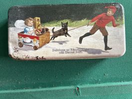 Vintage Blechdose mit nostalgischem Wintermotiv, Top!