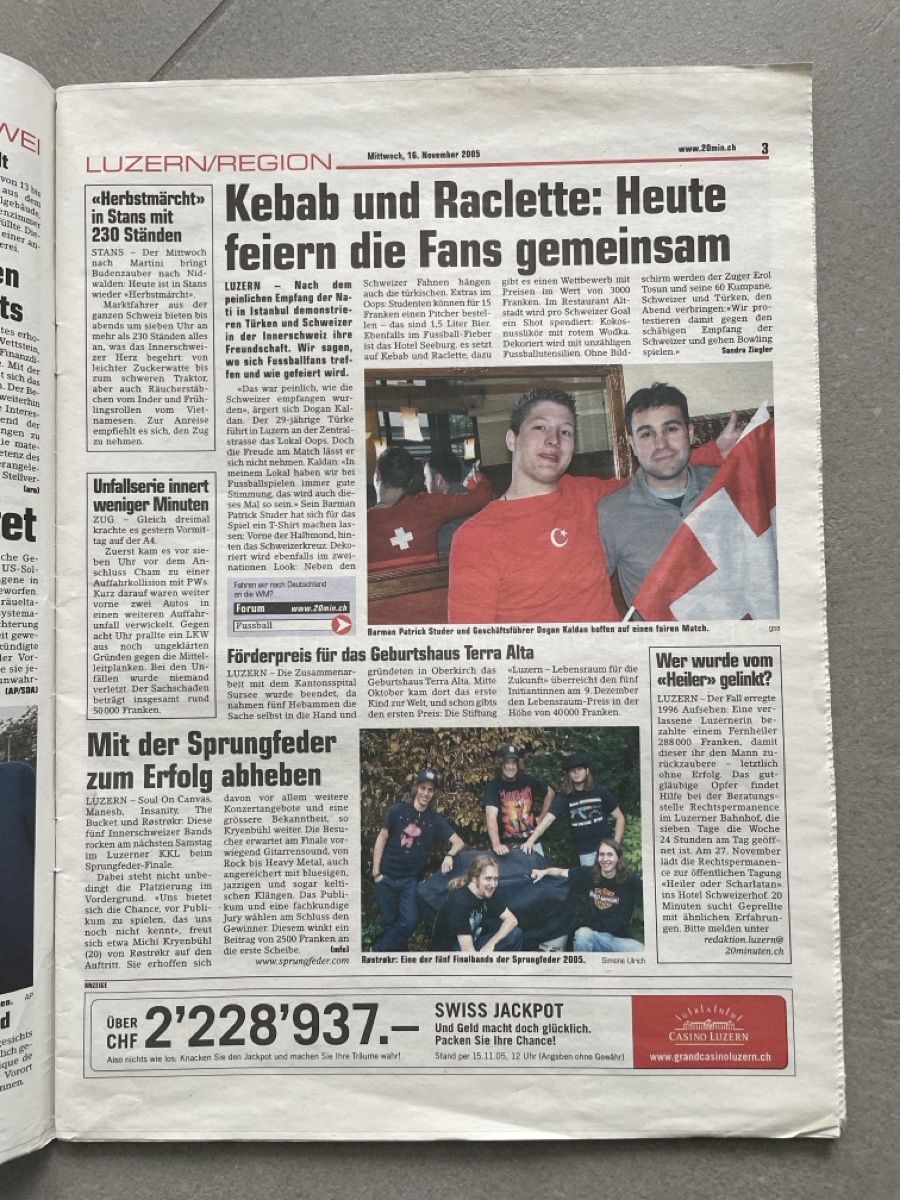 Riviste & Magazine: Zeitschrift 20 Minuten vom 16.11.2005 – Usato da Adligenswil venduto da Treegarden 1