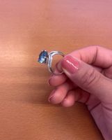 Magnifique Bague argent zirconium bleu taille ajustable