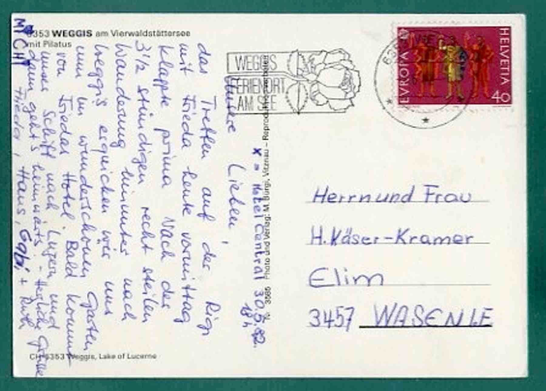 Cartoline postali: Weggis, 1982, gelaufen, Grossformat – Usato da Sargans venduto da Hausi1951 1