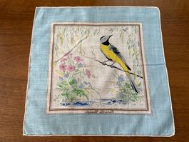 Taschentuch mit Vogelmotiv hellblau