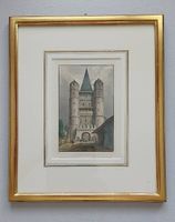 Antiker Stahlstich "St. Paul's Gate, Basle" (St. Alban Tor)