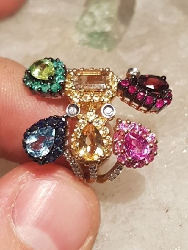 Ringe: Juwelen - RING mit vielen Edelsteinen – Neu (gemäss Beschreibung) aus Unterägeri von Altgoldschmuck 8
