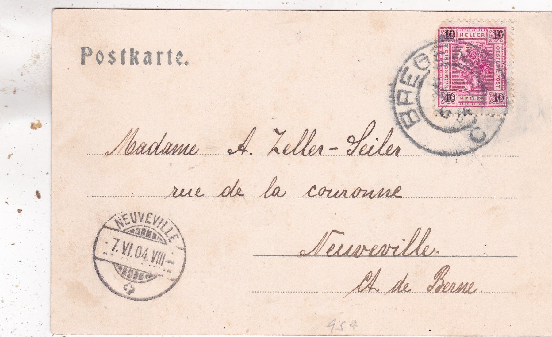 Cartoline postali: Oesterreich Bregenz am Bodensee  1904 – Difettoso da Herisau venduto da Lisegrat2008 1