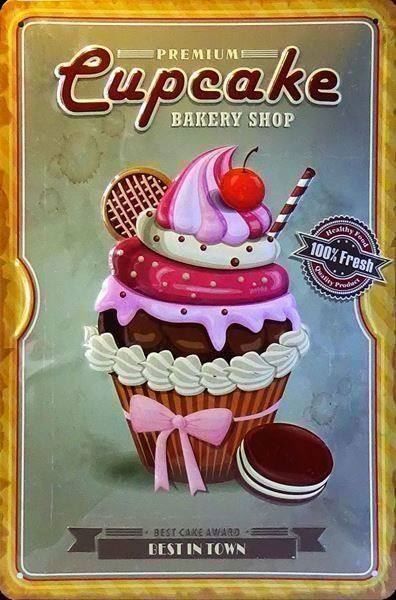 Insegne: Blechschild-PREMIUM CUPCAKE BAKERY SHOP – Nuovo e nell'imballaggio originale da Rupperswil venduto da big-one-sale