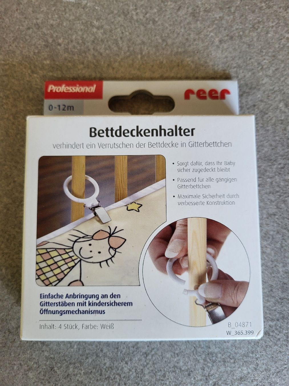 Reer Supporti a parete: Reer Bettdeckenhalter 4 Stk. – Nuovo e nell'imballaggio originale da Oberwangen TG venduto da Murmel82