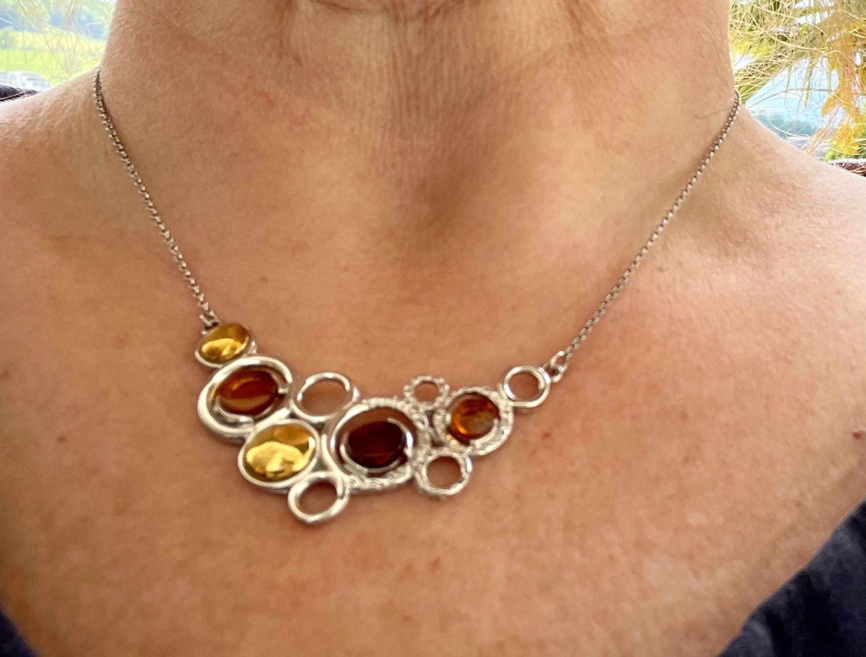 Catenine: Collier Silber und Bernstein plus Silber Armreif – Nuovo e nell'imballaggio originale da Ebikon venduto da elischka