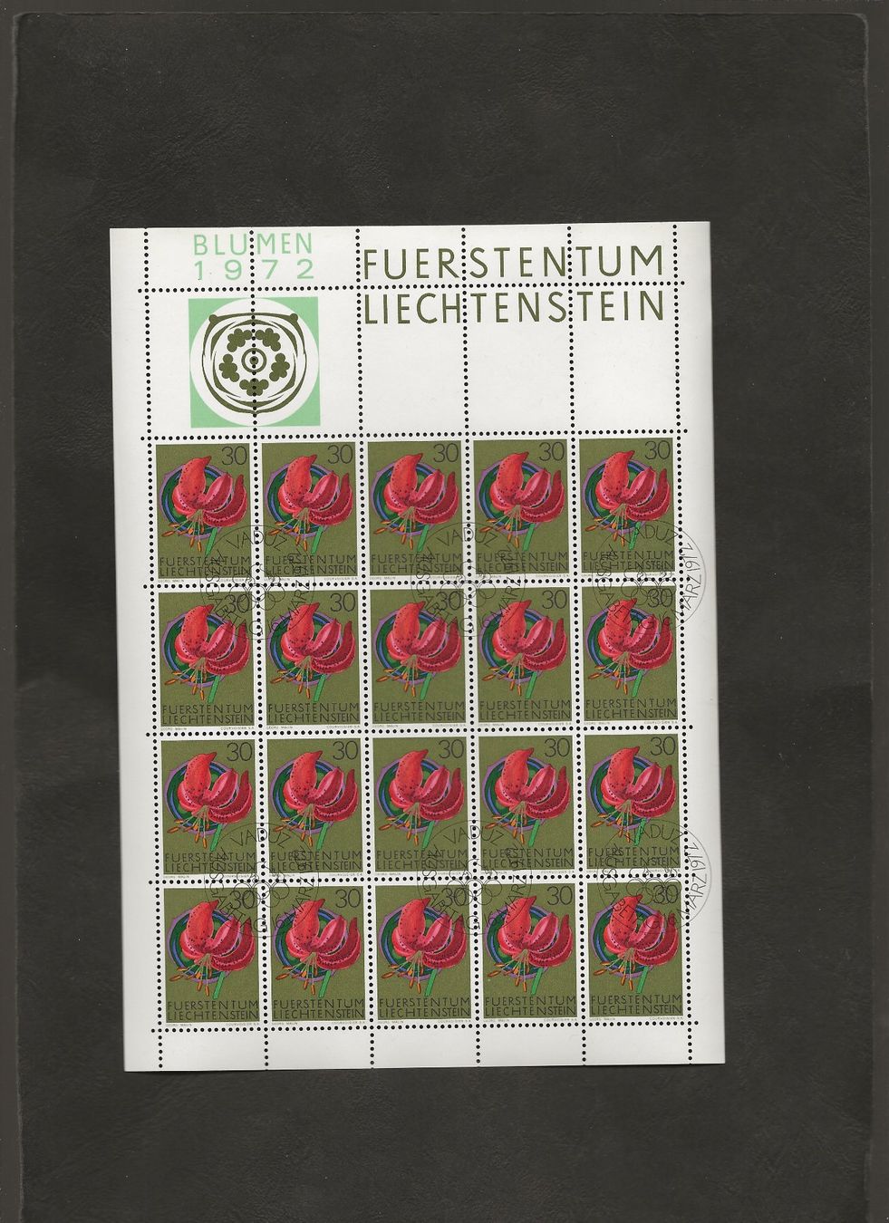 Tutti i francobolli: Bogen Serie Blumen 1972 Liechtenstein gestempelt – Usato da Au ZH venduto da xelagreb01 2