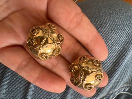 Ohrclips Vintage Goldfarben Kugel Design 70er Vintage