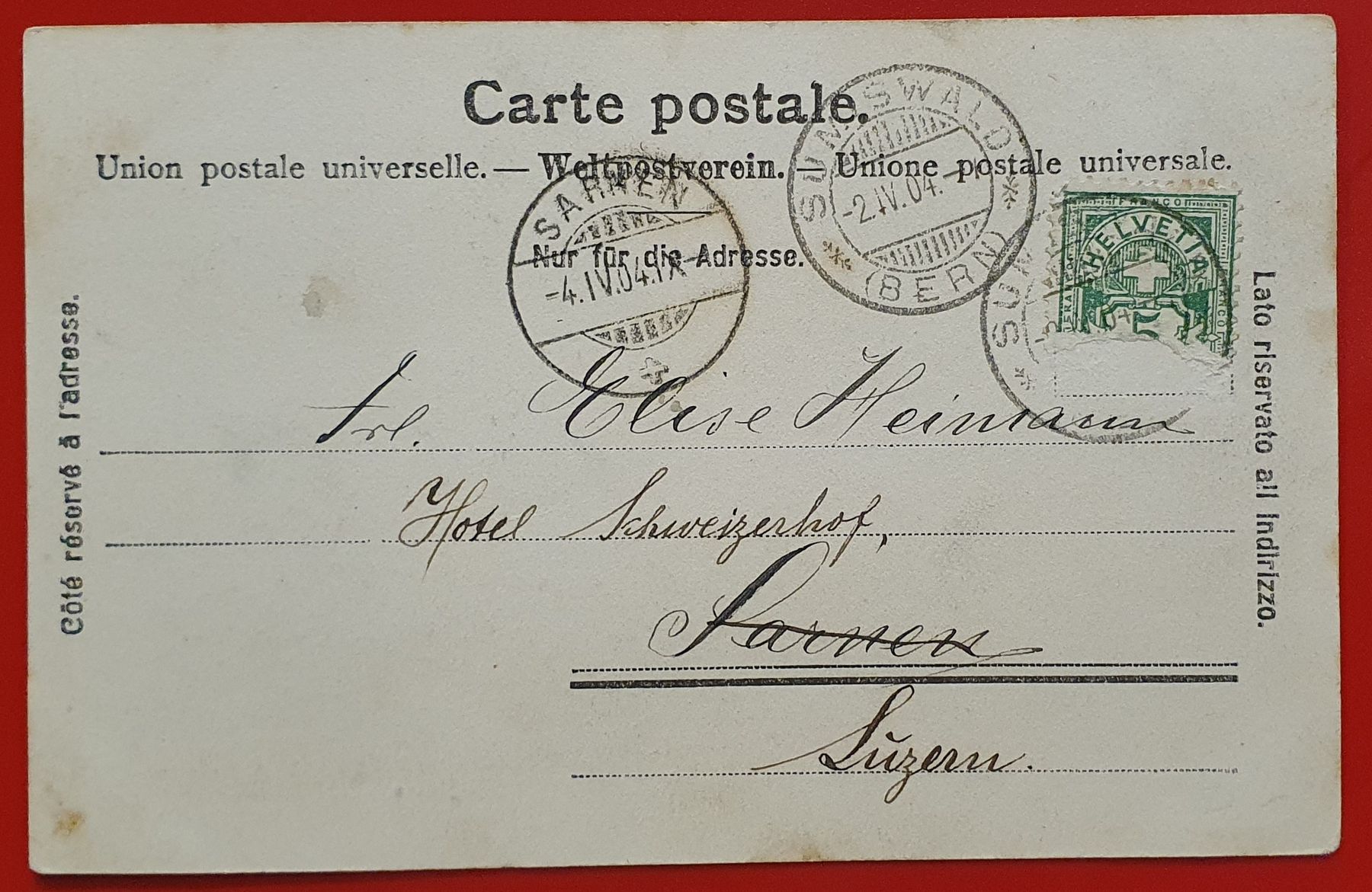Cartoline postali: Sumiswald 1904 – Usato da Kreuzlingen venduto da Rschweiz1 1