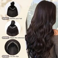 Haarteil Clip für Echthaarverlängerung Schwarz, 60.96cm