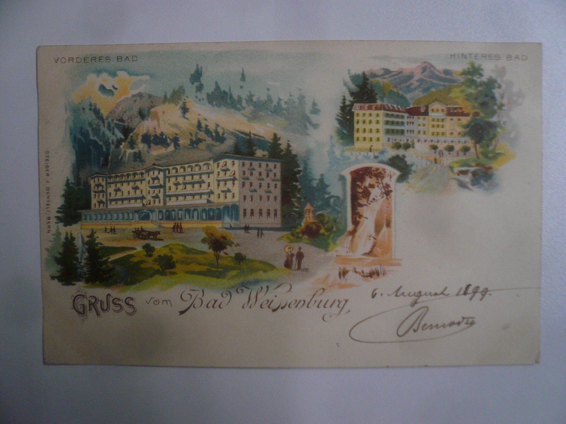 Cartoline postali: farbigeLithoAK BAD WEISSENBURG – Usato da Oberhofen am Thunersee venduto da luuping99