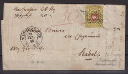 Schweiz 1853: Faltbrief RAYON II von Winterthur nach Stadel
