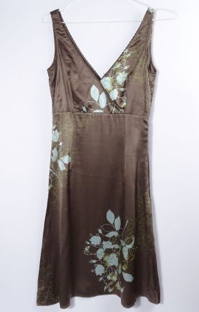 St. Emile 100% Seide Kleid – Brown Floral Silk Dress