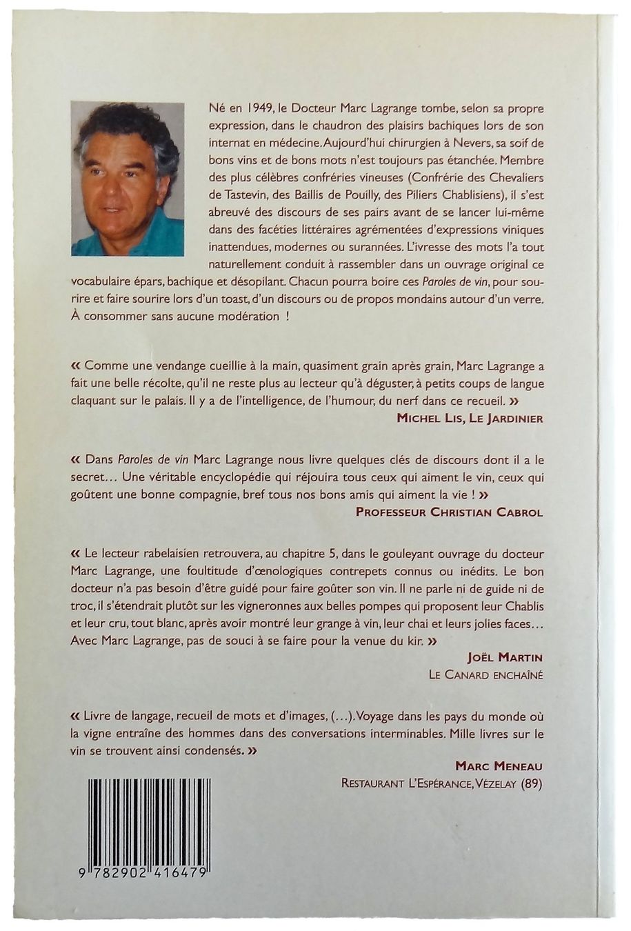 Libri: PAROLES DE VIN "Marc Lagrange" – Usato da Onex venduto da gonsla 1
