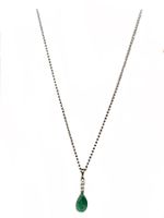 Collier Or blanc 18K Émeraude et Diamants