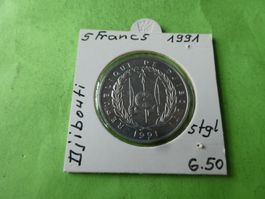 Djibouti 1991, 5 Francs, Sondermünze stgl