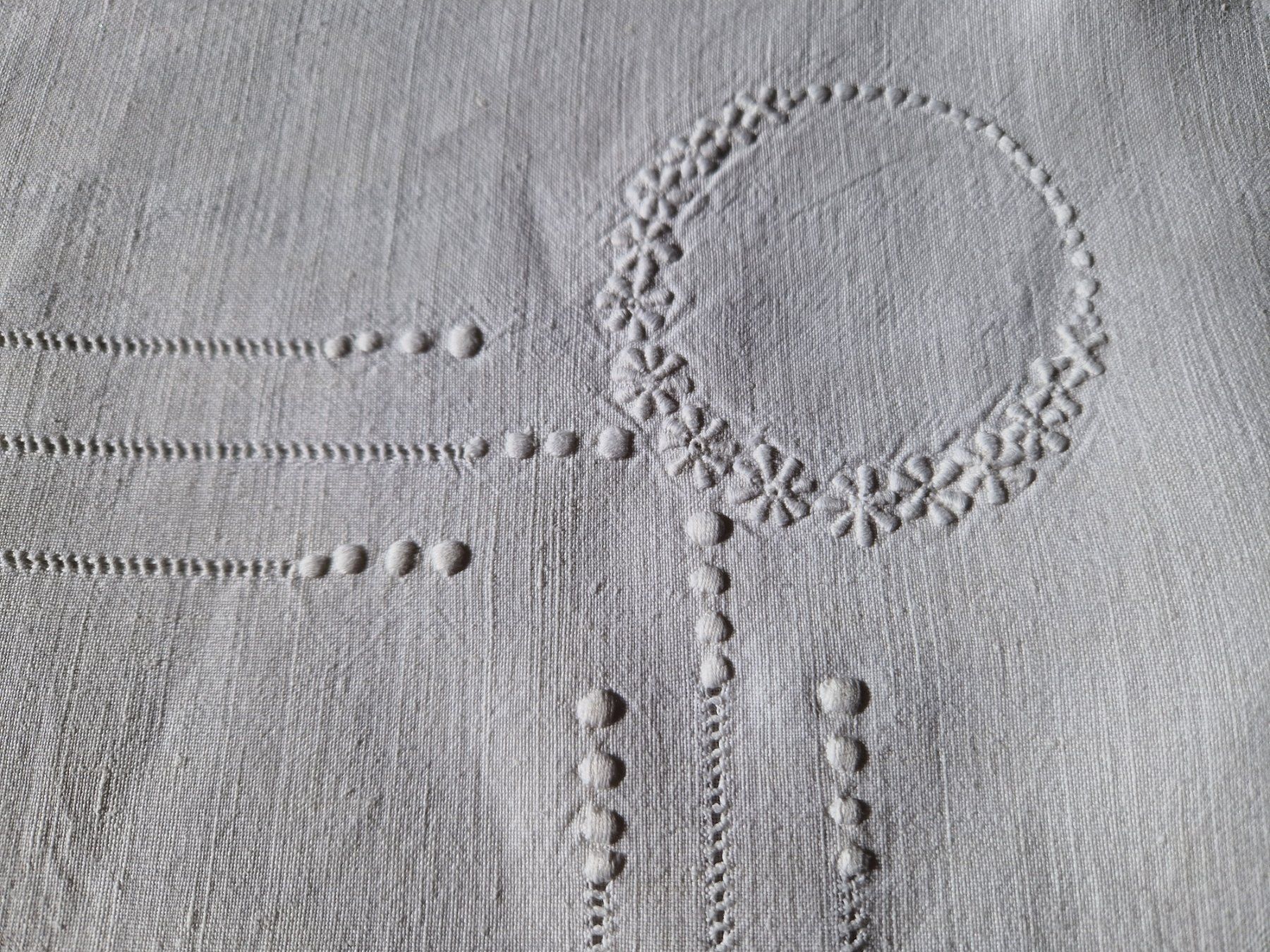 Biancheria da letto: Leinen Kissenbezug mit Monogramm MR – Usato da Bern venduto da Antikbatik 3