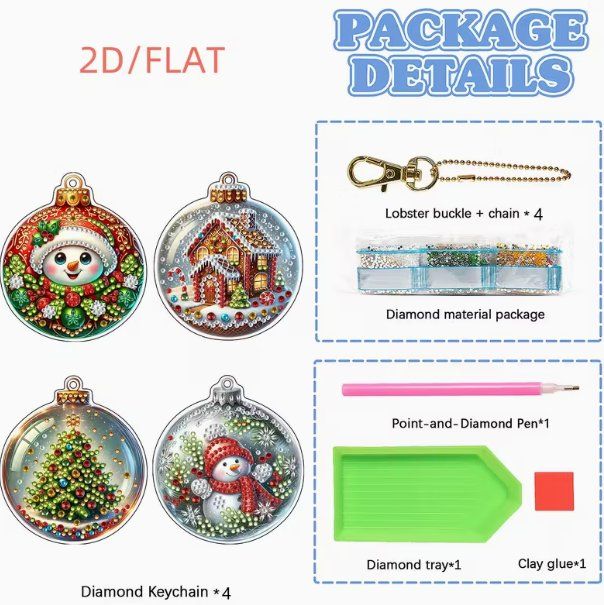 Bastelsets: Diamond Painting 4 Stück Weihnachtskugeln – Neu und originalverpackt aus Obergösgen von Diamond-Painting 3