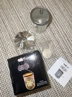 Glas Karussell-Windlicht "Blume des Lebens" Silber, Neu!