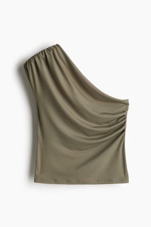 Top asymétrique vert kaki H&M L avec étiquette