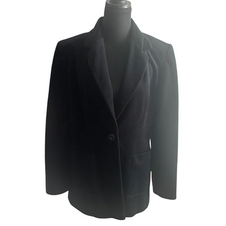 90S VINTAGE BLACK VELVET BLAZER SIZE S–M