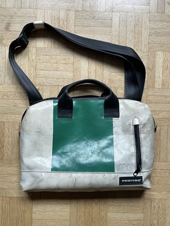 Freitag Messenger Bag, White/Green, Used Condition