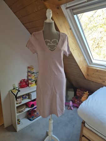 Strickkleid H&M rosa Lochmuster kurz Grösse L neuwertig