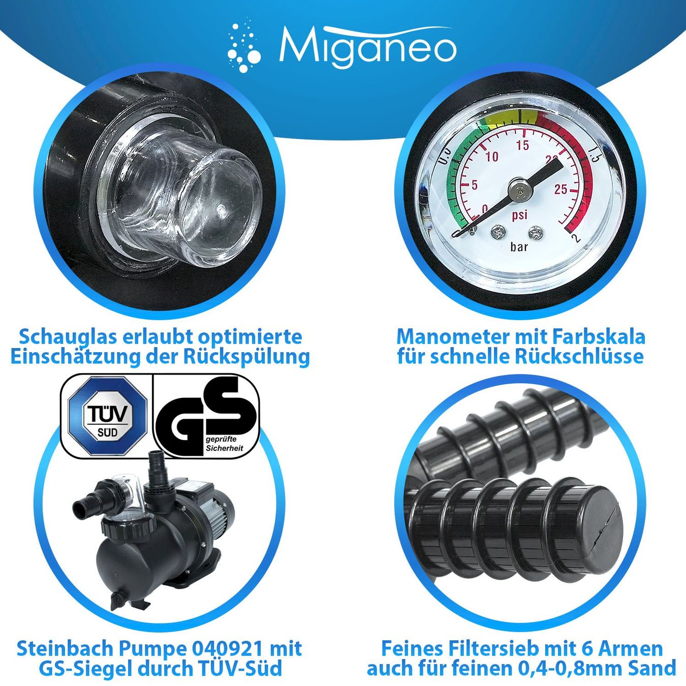 Pompes et pièces: Miganeo Dynamic 8000Pro Sandfilteranlage – Neuf avec emballage d'origine à Bottighofen par zaap 4