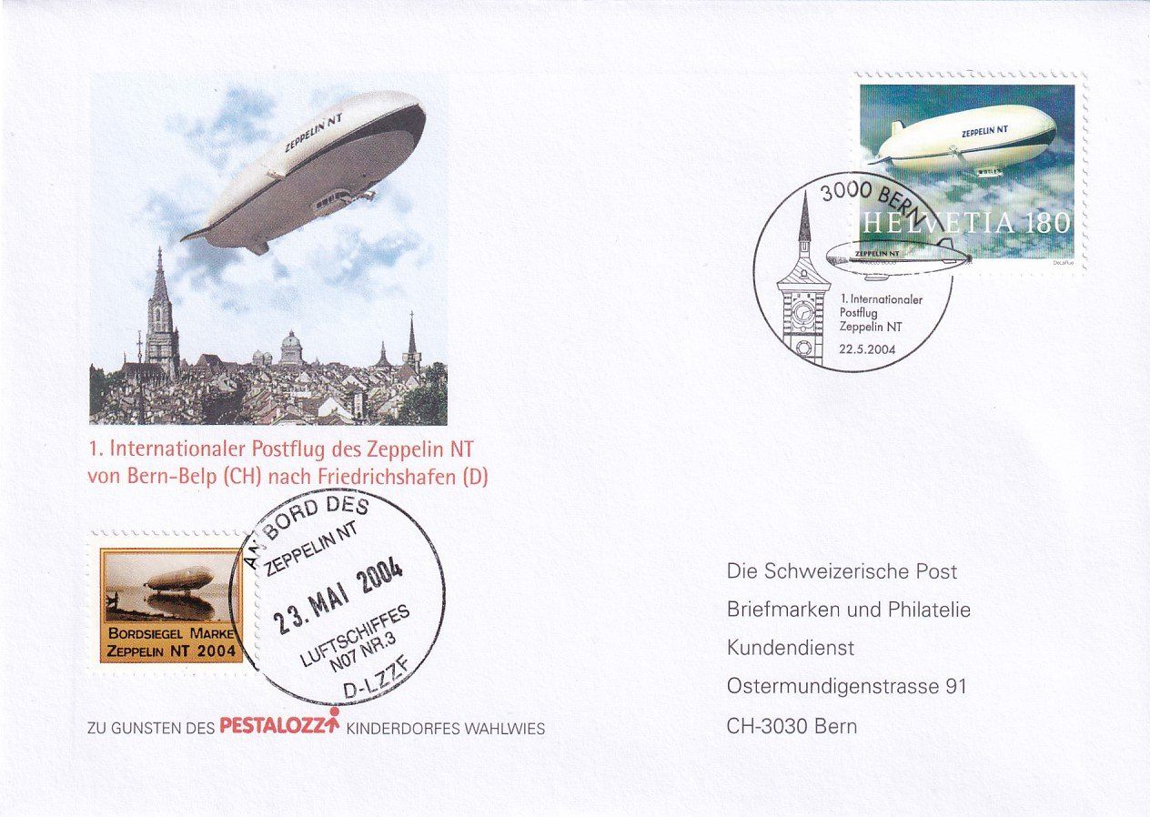 Tutti i francobolli: 1. Int. Postflug Zeppelin NT Bern - Friedrichshafen 2004 – Usato da Baar venduto da Asmara111