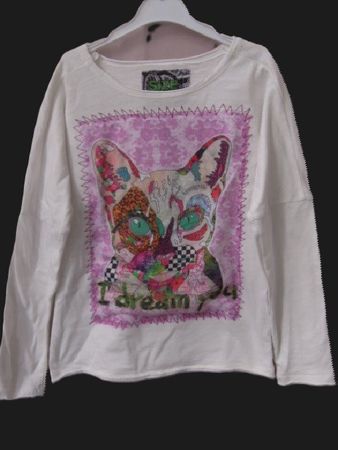 Gr. 110 DESIGUAL Langarmshirt bunte Katze Achsel 35cm L42cm